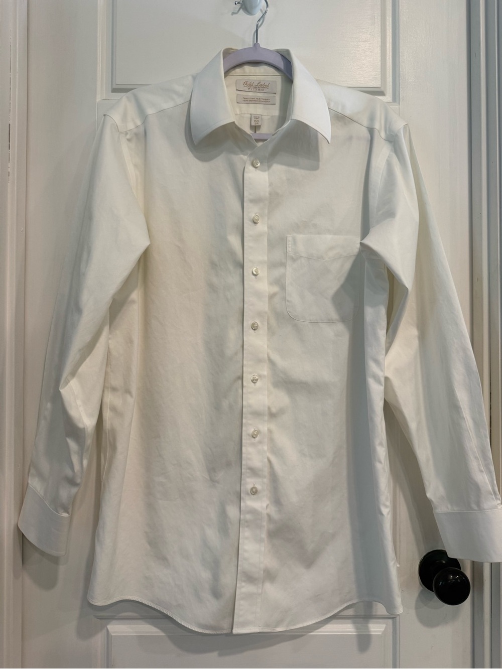 Gold Label Roundtree & Yorke Fitted White Dress Shirt 15.5 34 Non-Iron
